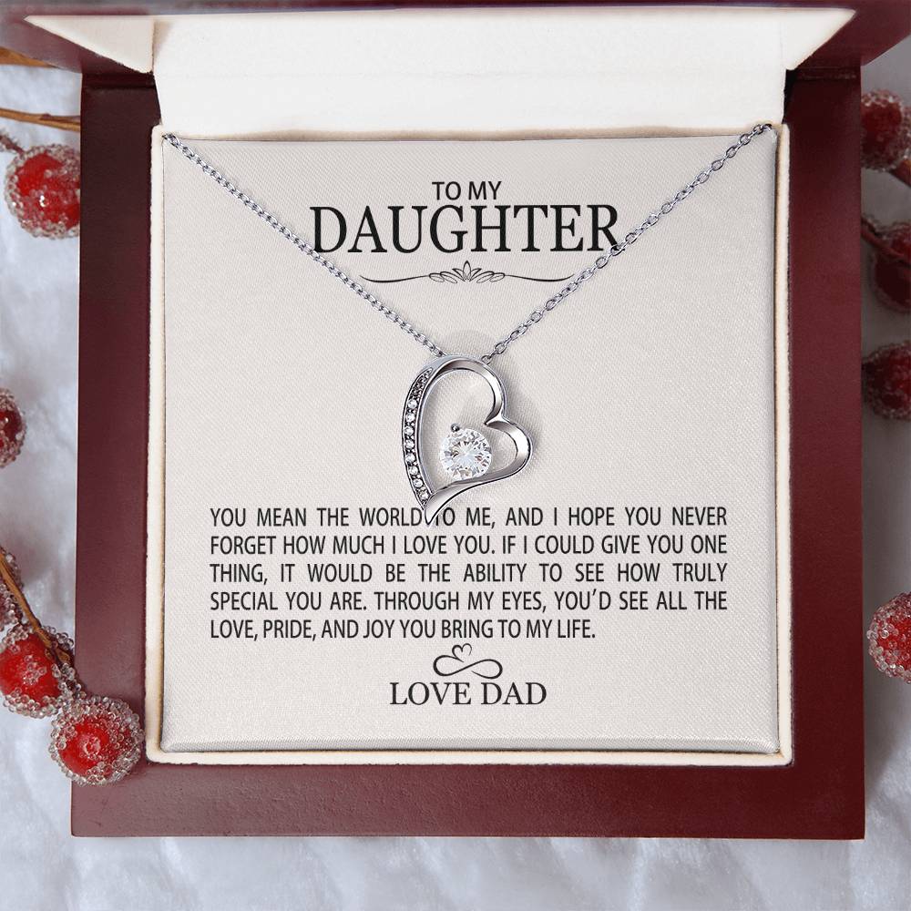 To My Daughter From Dad - You Mean The World To Me - Forever Love Necklace