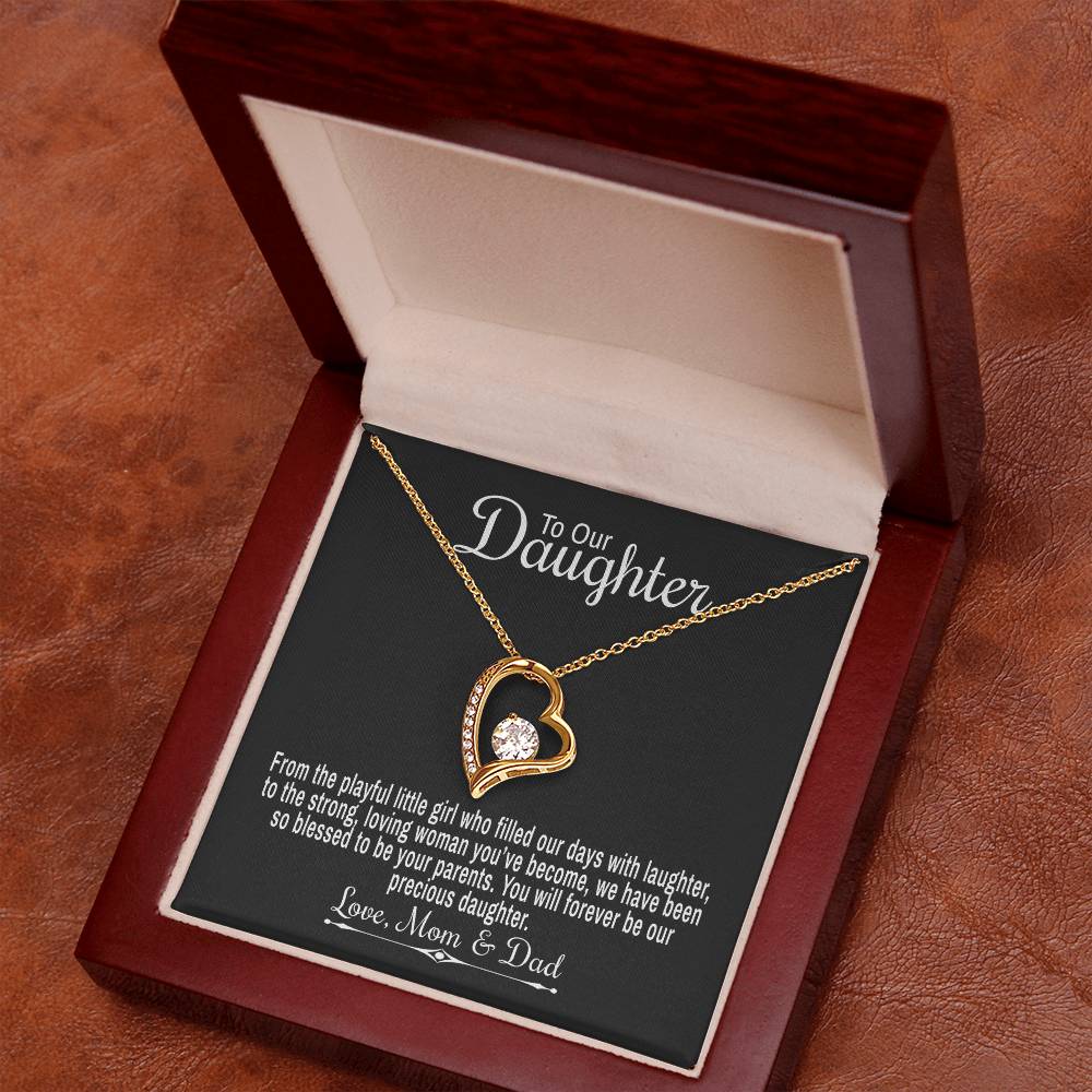 To Our Daughter From Mom & Dad - From The Playful Little Girl - Forever Love Heart Necklace