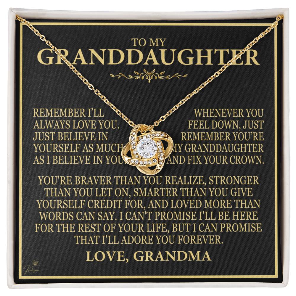 To My Granddaughter From Grandma - Remember I'll Always Love You - Love Knot Necklace