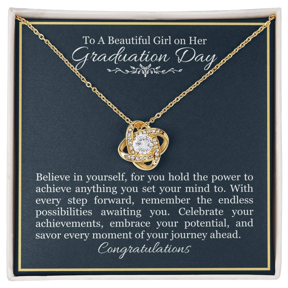 Graduation Day Necklace - Believe In Yourself - Love Knot Necklace