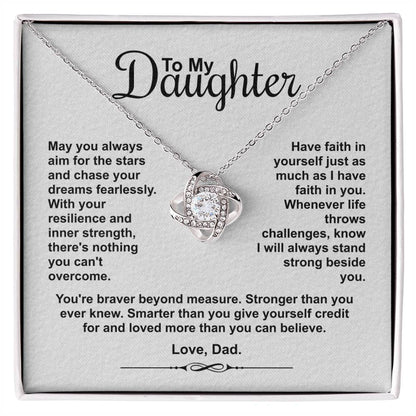 To My Daughter - May You Always Aim For The Stars - Love knot Necklace