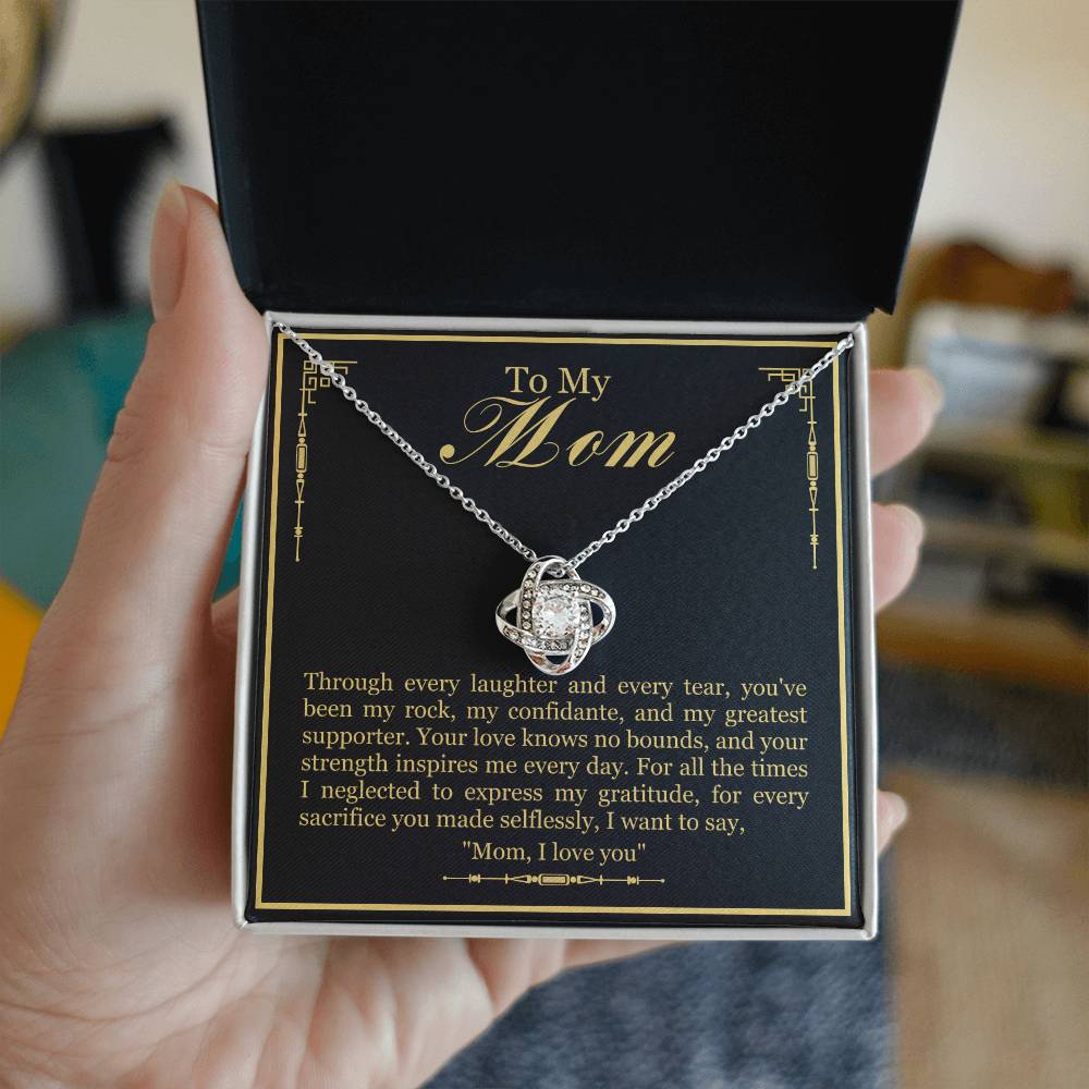 To My Mom - Through Every Laughter And Every Tear - Love Knot Necklace