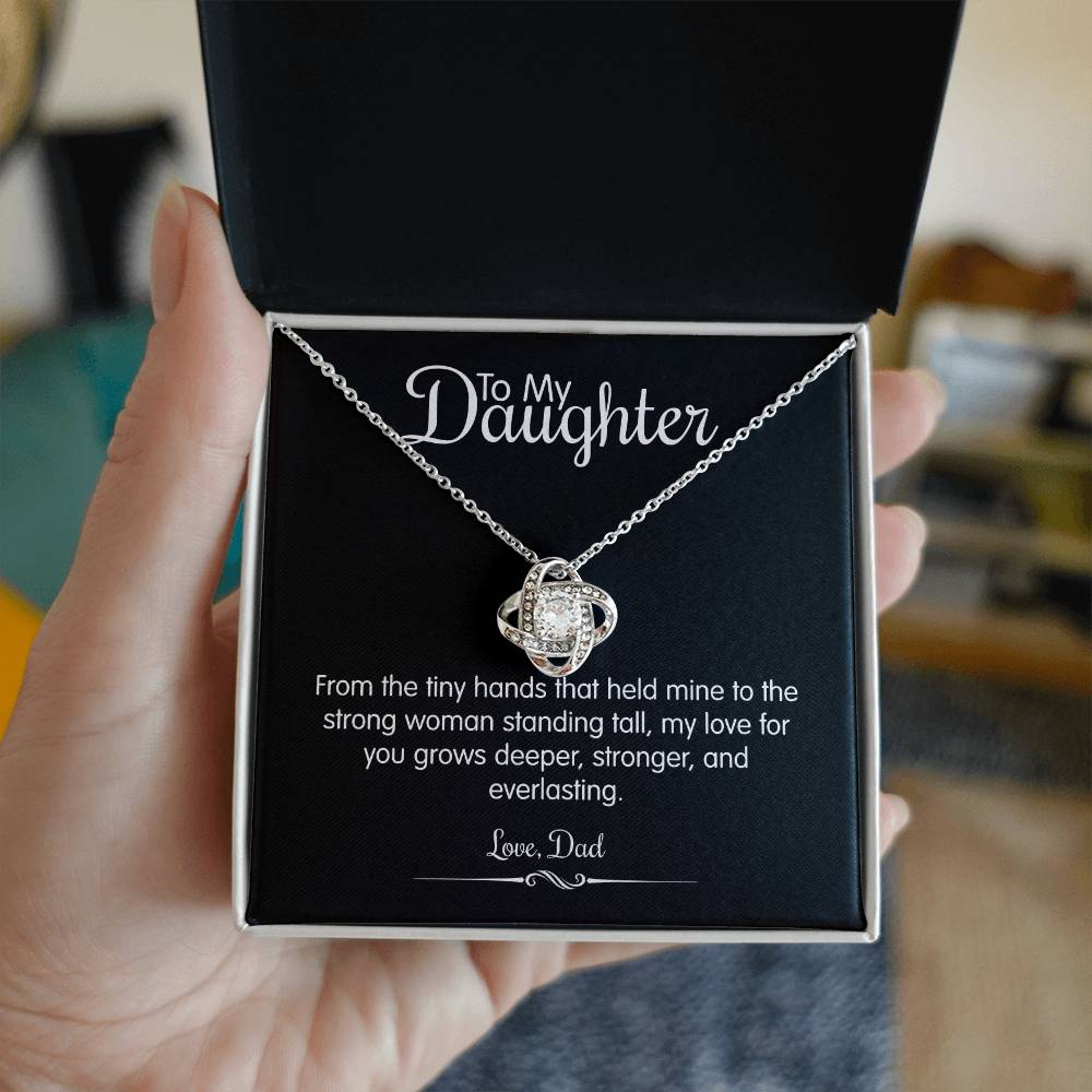 To My Daughter From Dad - From The Tiny Hands That Held Mine - Love Knot Necklace