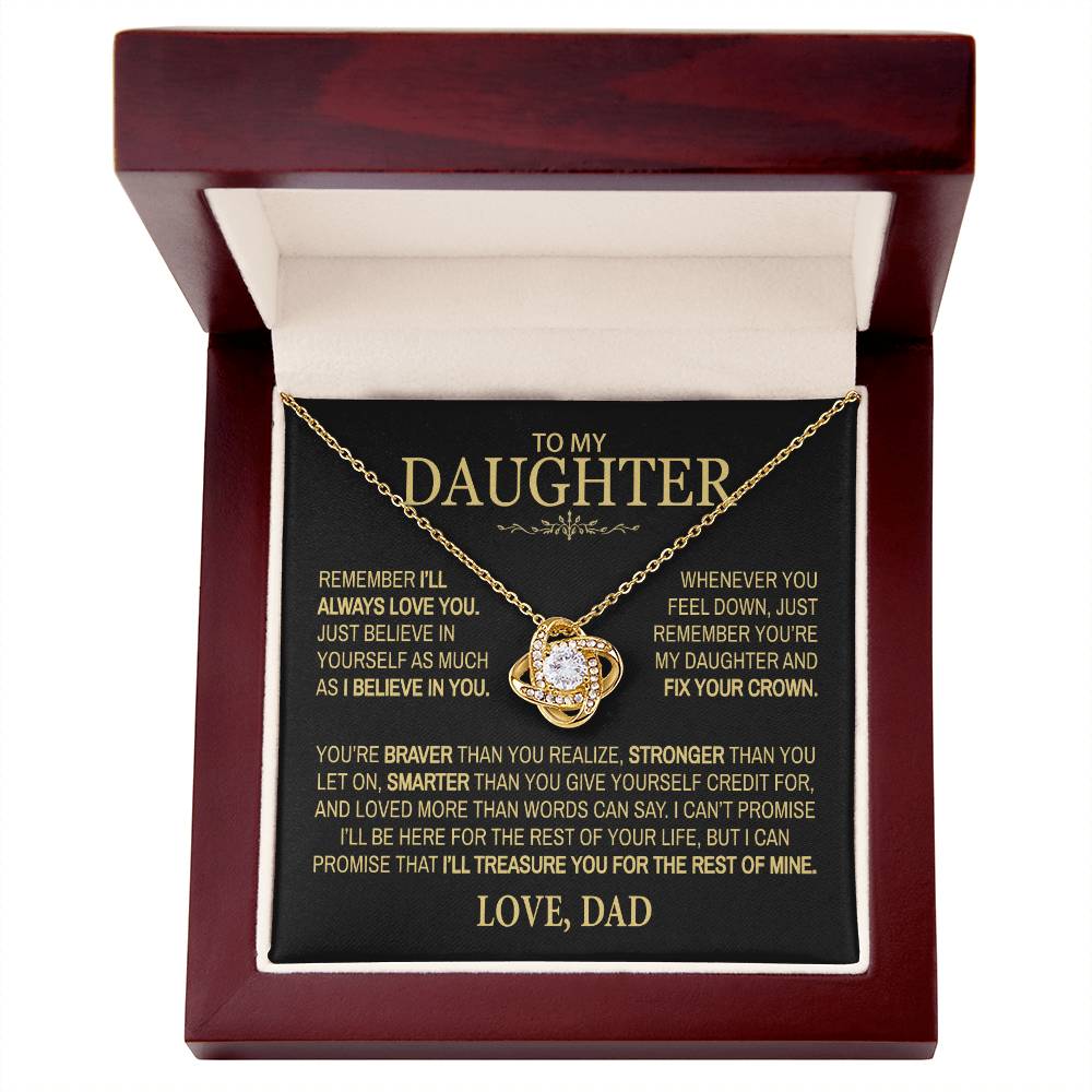 To My Daughter - Remember I'll Always Love You - Love Knot Necklace From Dad