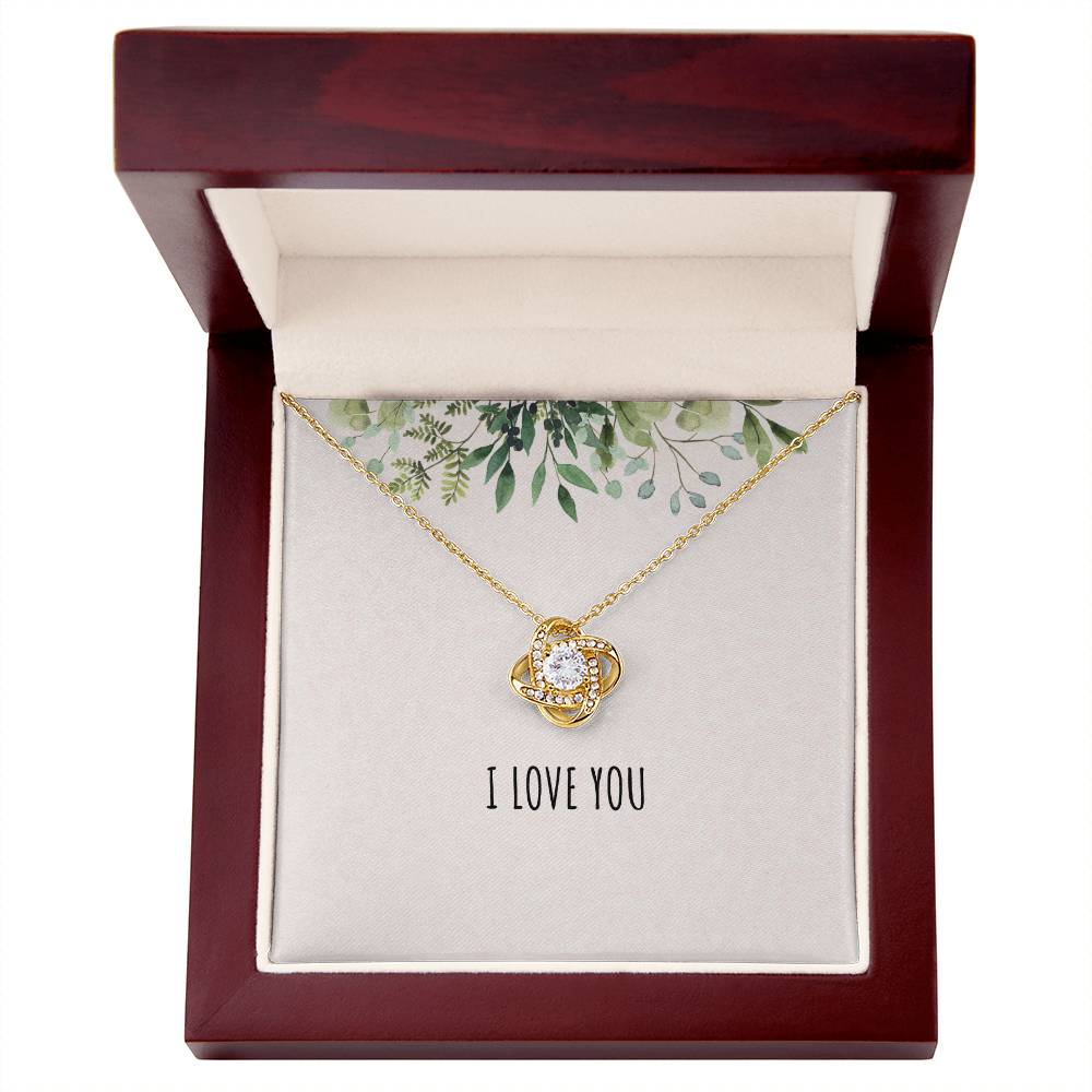 To Mom - I Love You - Love Knot Necklace