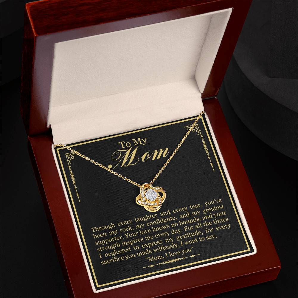 To My Mom - Through Every Laughter And Every Tear - Love Knot Necklace