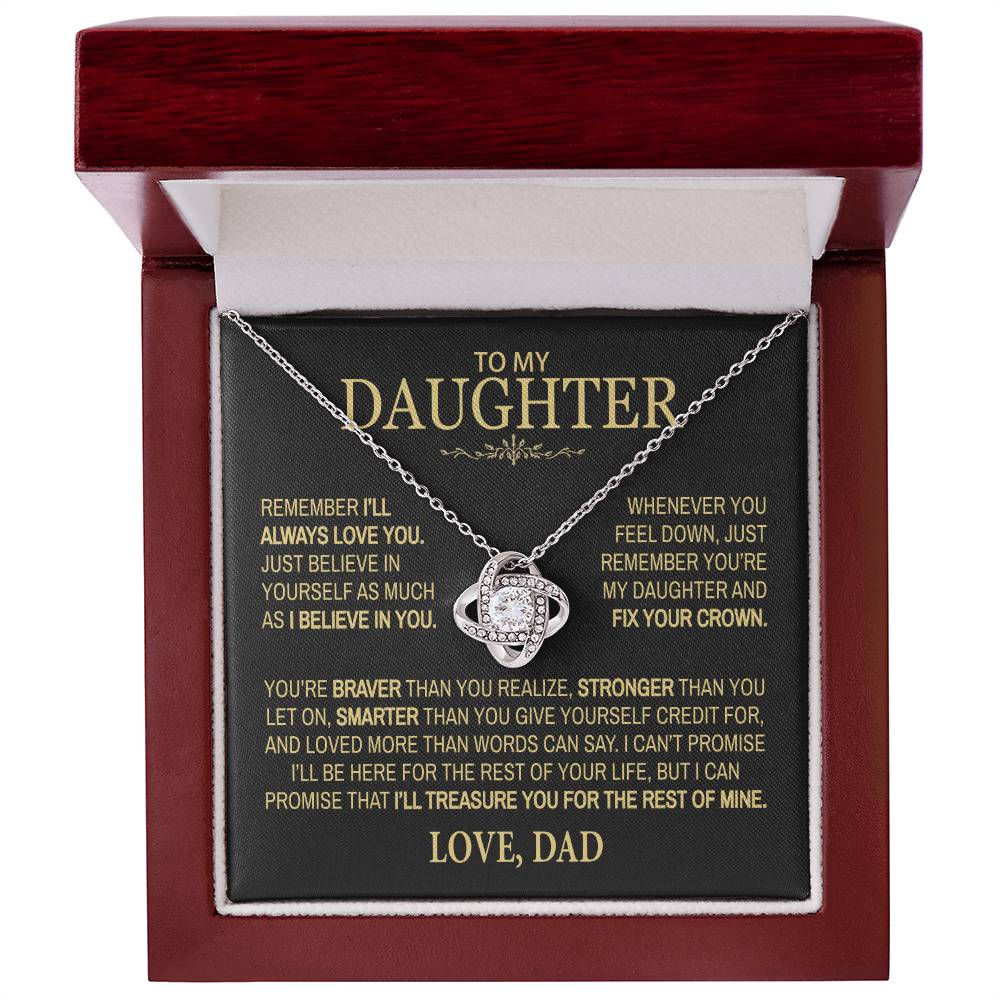 To My Daughter - Remember I'll Always Love You - Love Knot Necklace From Dad