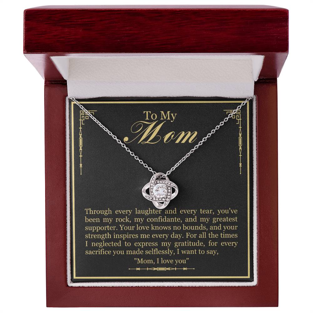 To My Mom - Through Every Laughter And Every Tear - Love Knot Necklace