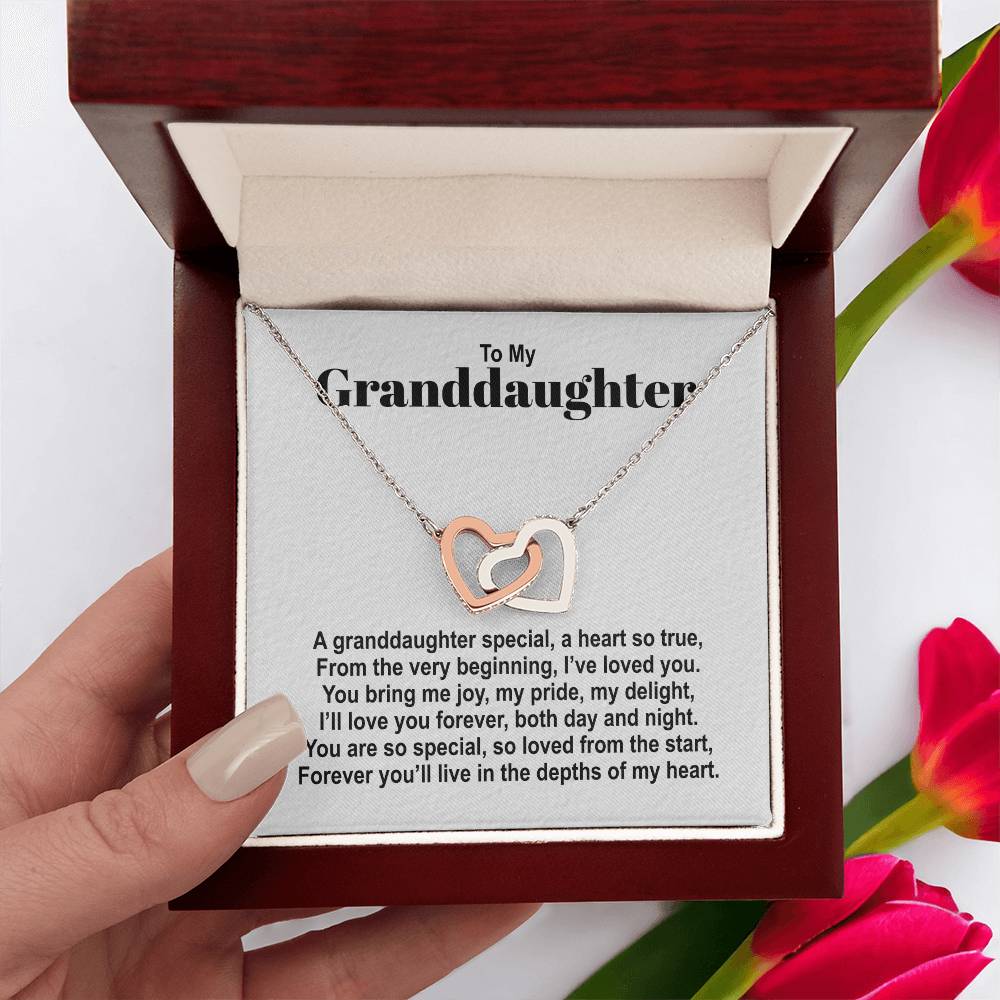 To My Granddaughter - A Granddaughter Special - Interlocking Hearts Necklace