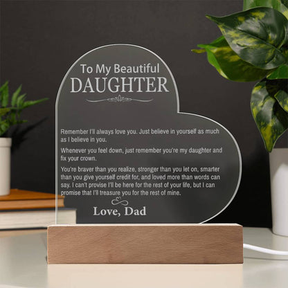 To My Beautiful Daughter From Dad - Remember I'll Always Love You - Acrylic Plaque