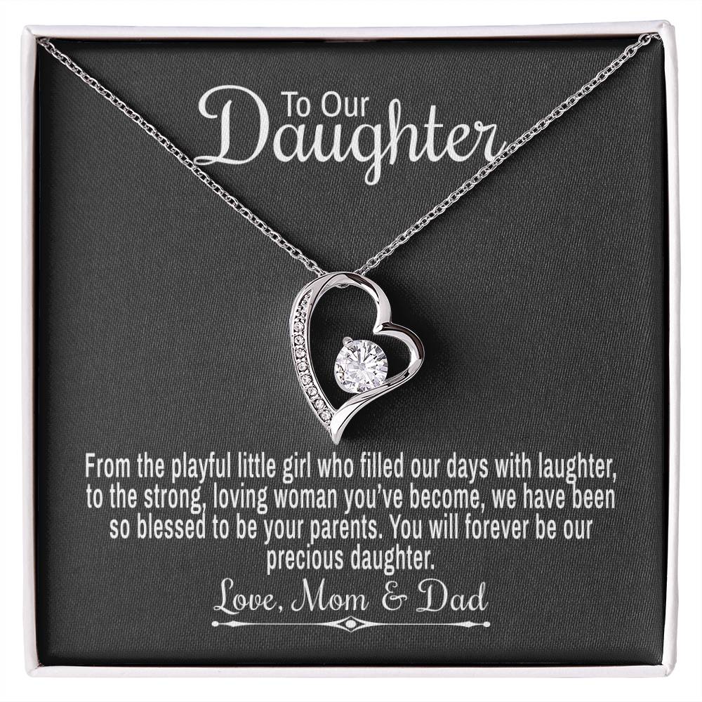 To Our Daughter From Mom & Dad - From The Playful Little Girl - Forever Love Heart Necklace