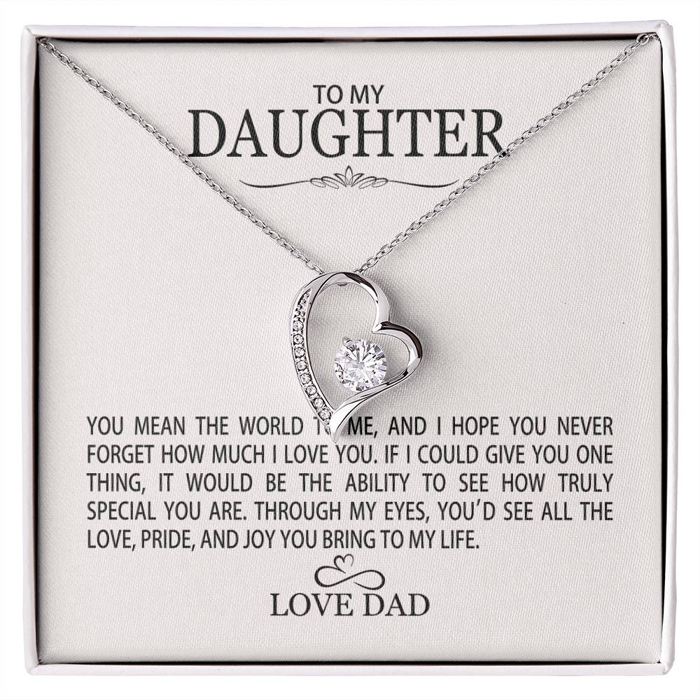 To My Daughter From Dad - You Mean The World To Me - Forever Love Necklace