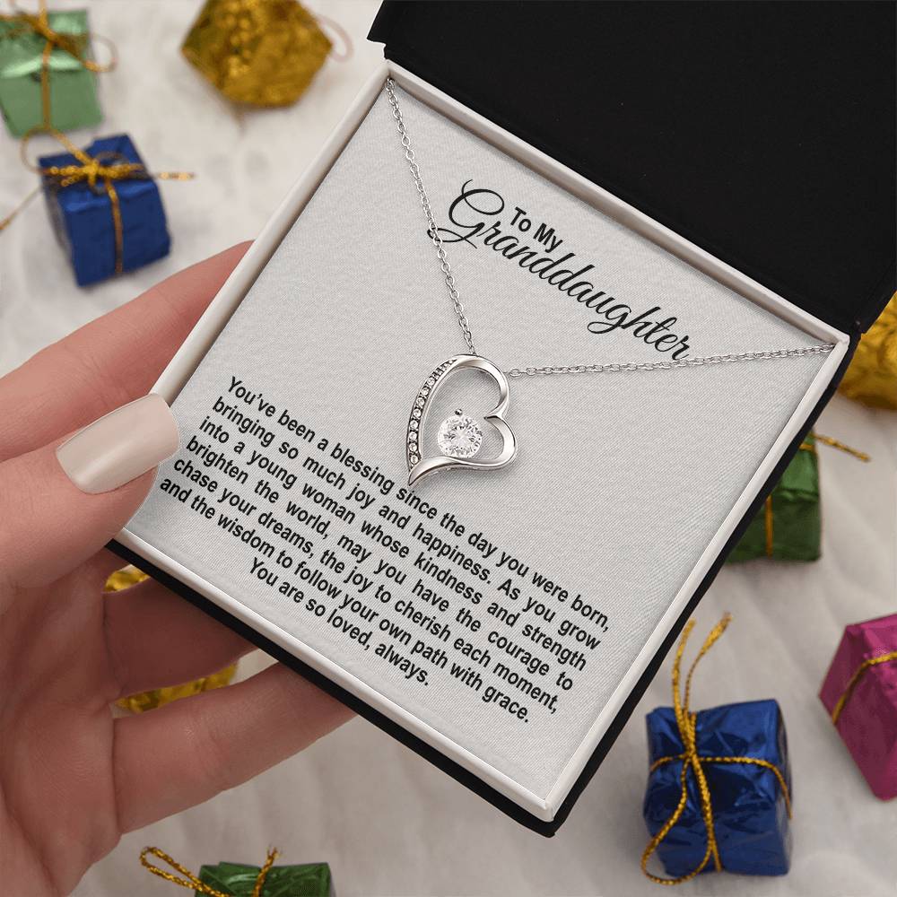 To My Granddaughter - You've been a Blessing - Forever Love Heart Necklace