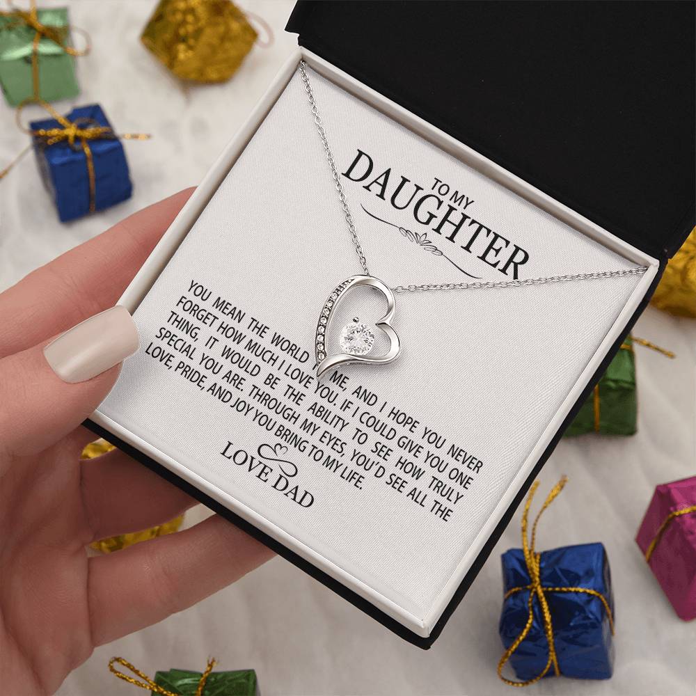 To My Daughter From Dad - You Mean The World To Me - Forever Love Necklace