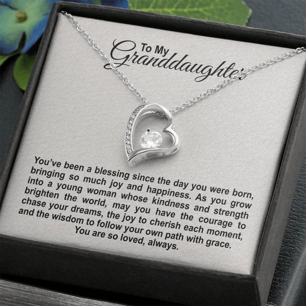 To My Granddaughter - You've been a Blessing - Forever Love Heart Necklace