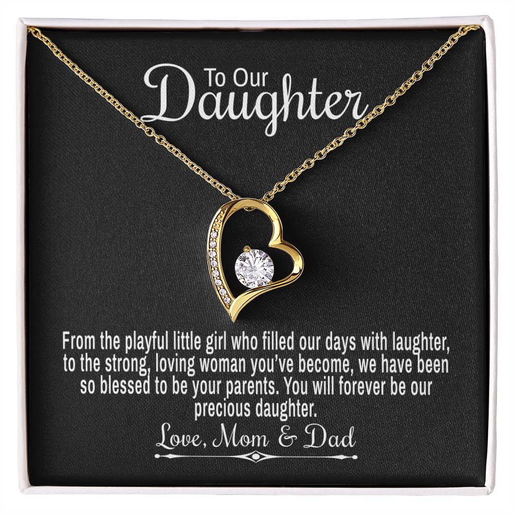 To Our Daughter From Mom & Dad - From The Playful Little Girl - Forever Love Heart Necklace