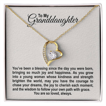 To My Granddaughter - You've been a Blessing - Forever Love Heart Necklace