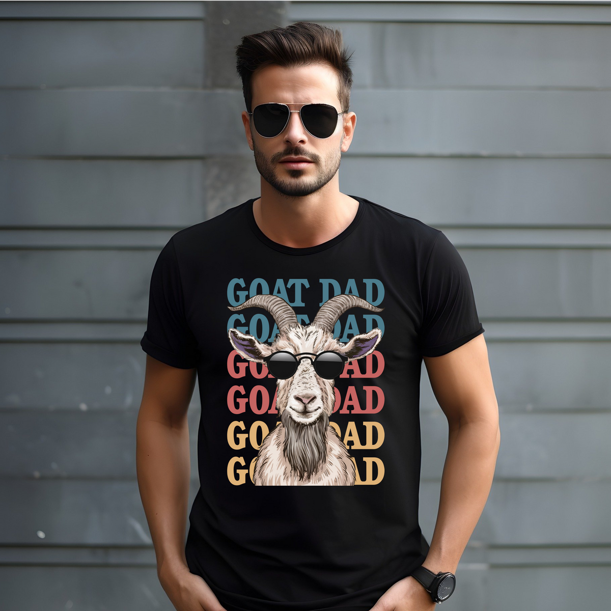 Greatest Of All Time GOAT Dad Heavyweight Unisex Crewneck T-shirt & Longsleeve