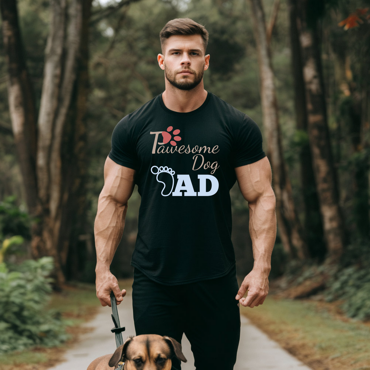 Pawsome Dog Dad Heavyweight Unisex Crewneck T-shirt & Longsleeve